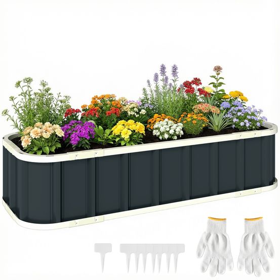 Carré potager acier galvanisé jardin extérieur fond ouvert montage rapide 136x31 cm gris