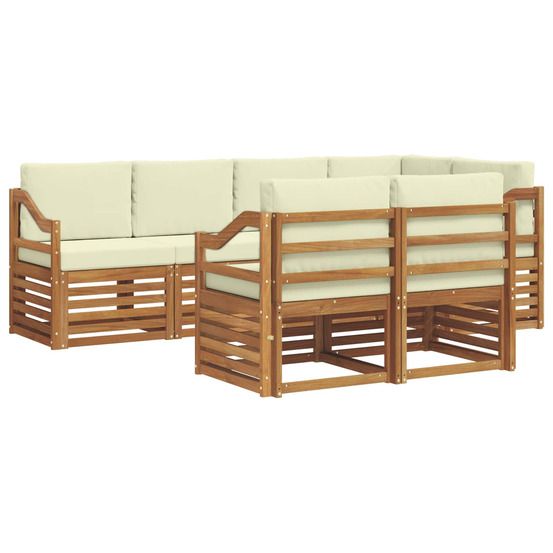 Ensemble de canapés d'extérieur 7 pc naturel et crème polyester