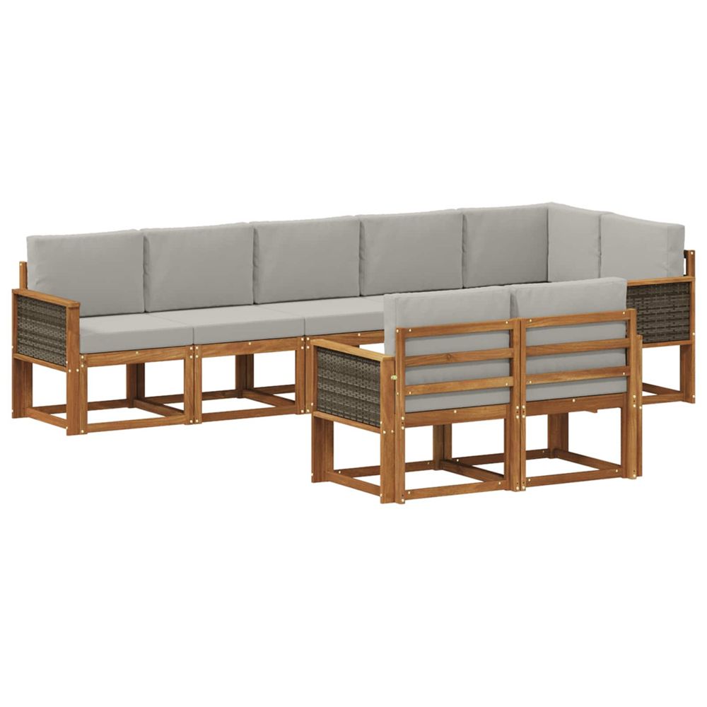 Ensemble de canapés d'extérieur 8 pc naturel et gris clair