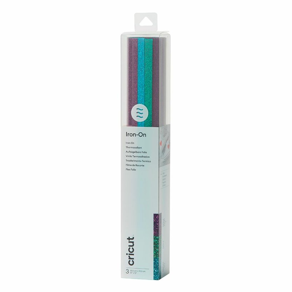 3 feuilles de flex thermocollant vert, bleu, violet pailleté 30,5 x 30,5 cm - cricut