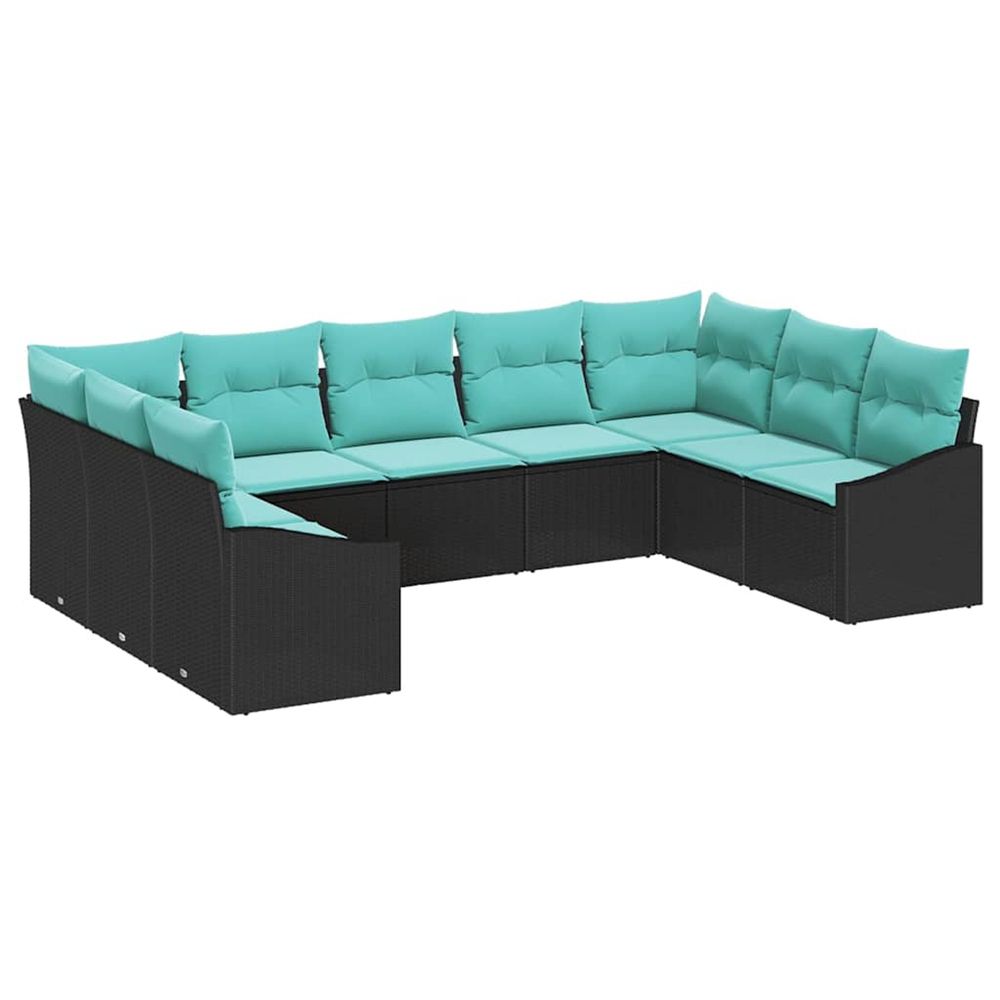 Ensemble de canapés 9 pc noir polyrotin