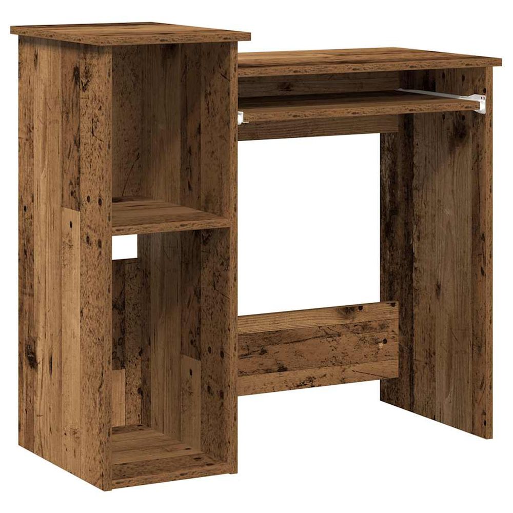 Bureau avec étagères vieux bois 84x40x78 cm bois d'ingénierie