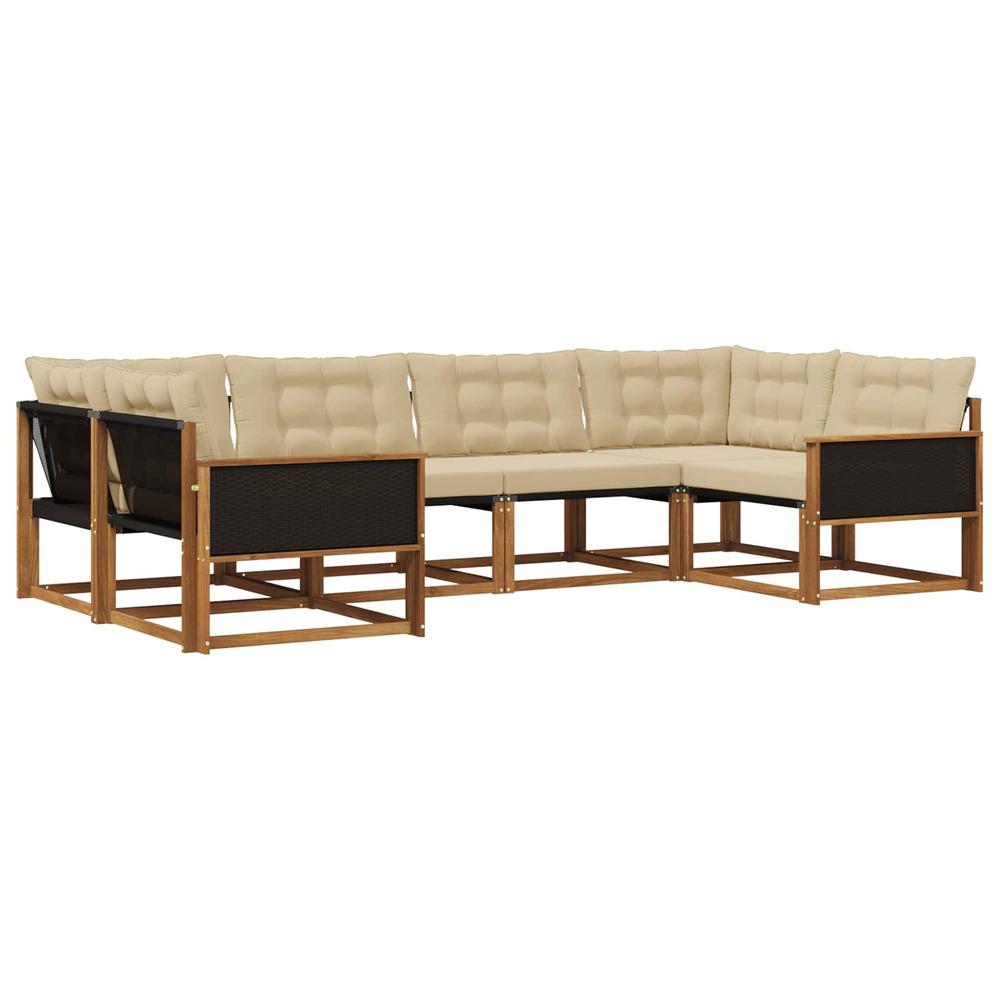 Ensemble de canapés d'extérieur 6 pcs naturel et beige