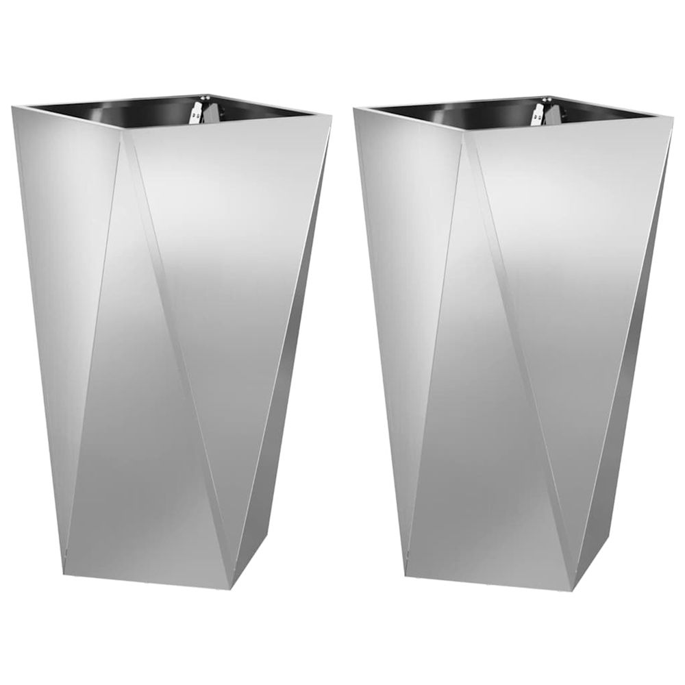 Jardinière d'extérieur 2 pc argent 40 x 40 x 75 cm acier galvanisé