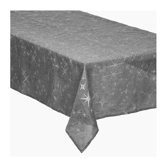 Nappe canevas gris étoiles argent 140 x 240 cm
