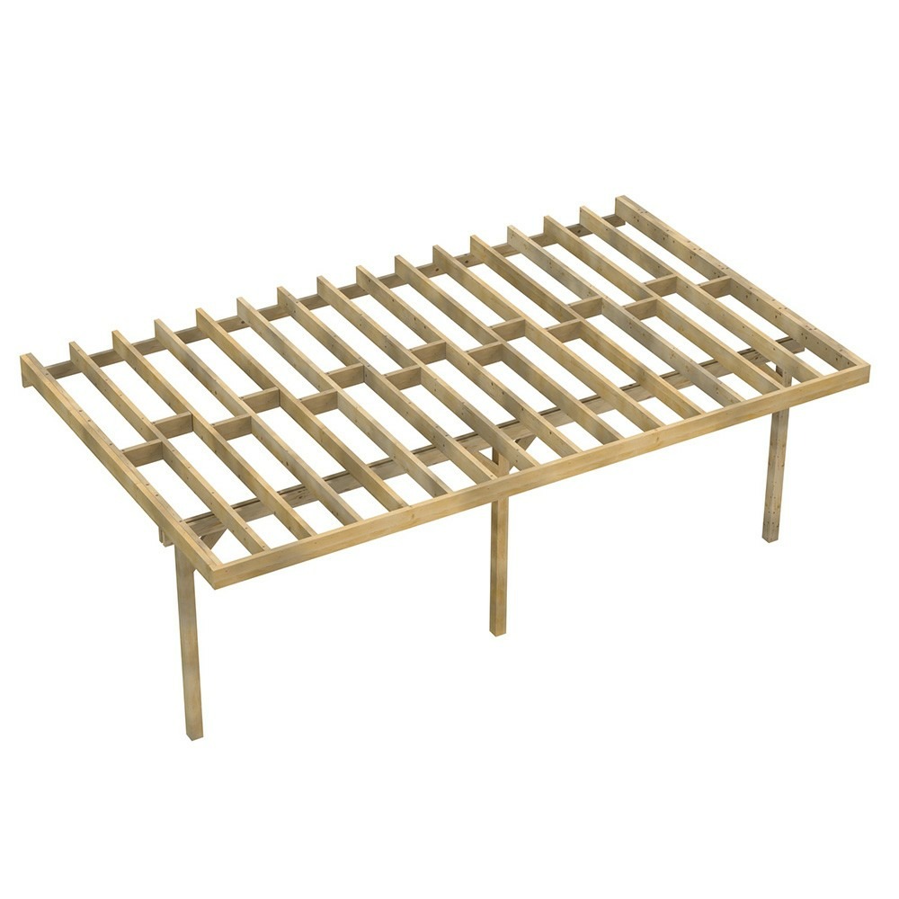 Structure terrasse bois pilotis adossee en kit - 7x4,20m - solives + poteaux - sapin traité autoclave