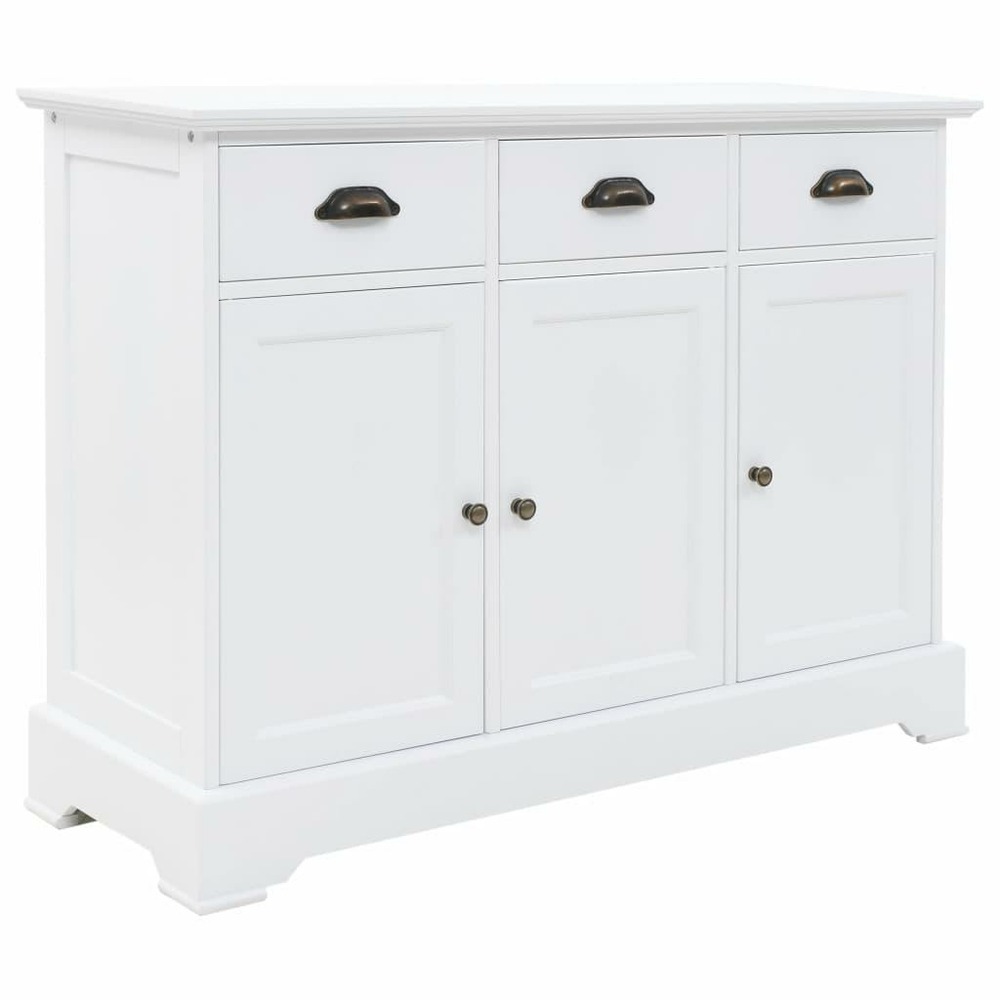 Buffet bahut armoire console meuble de rangement avec 3 portes mdf et bois de pin 105 cm
