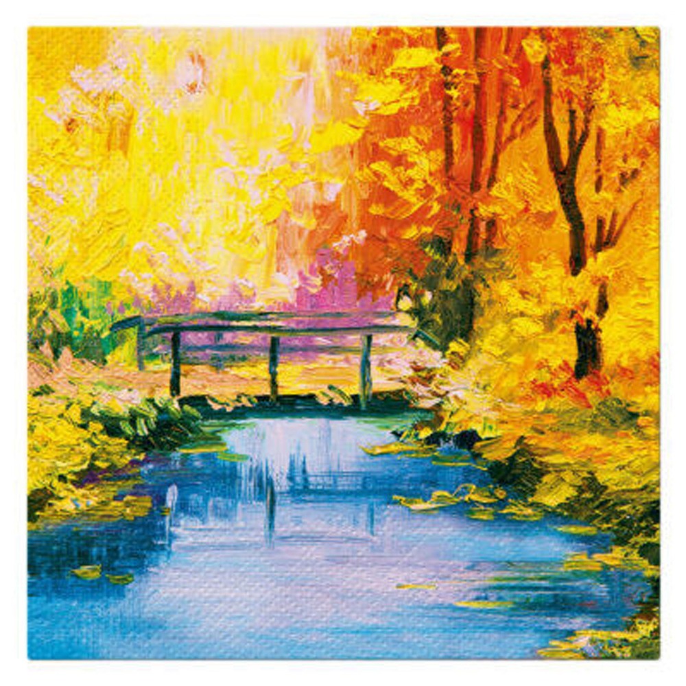 Lot de 20 serviettes en papier pont en automne