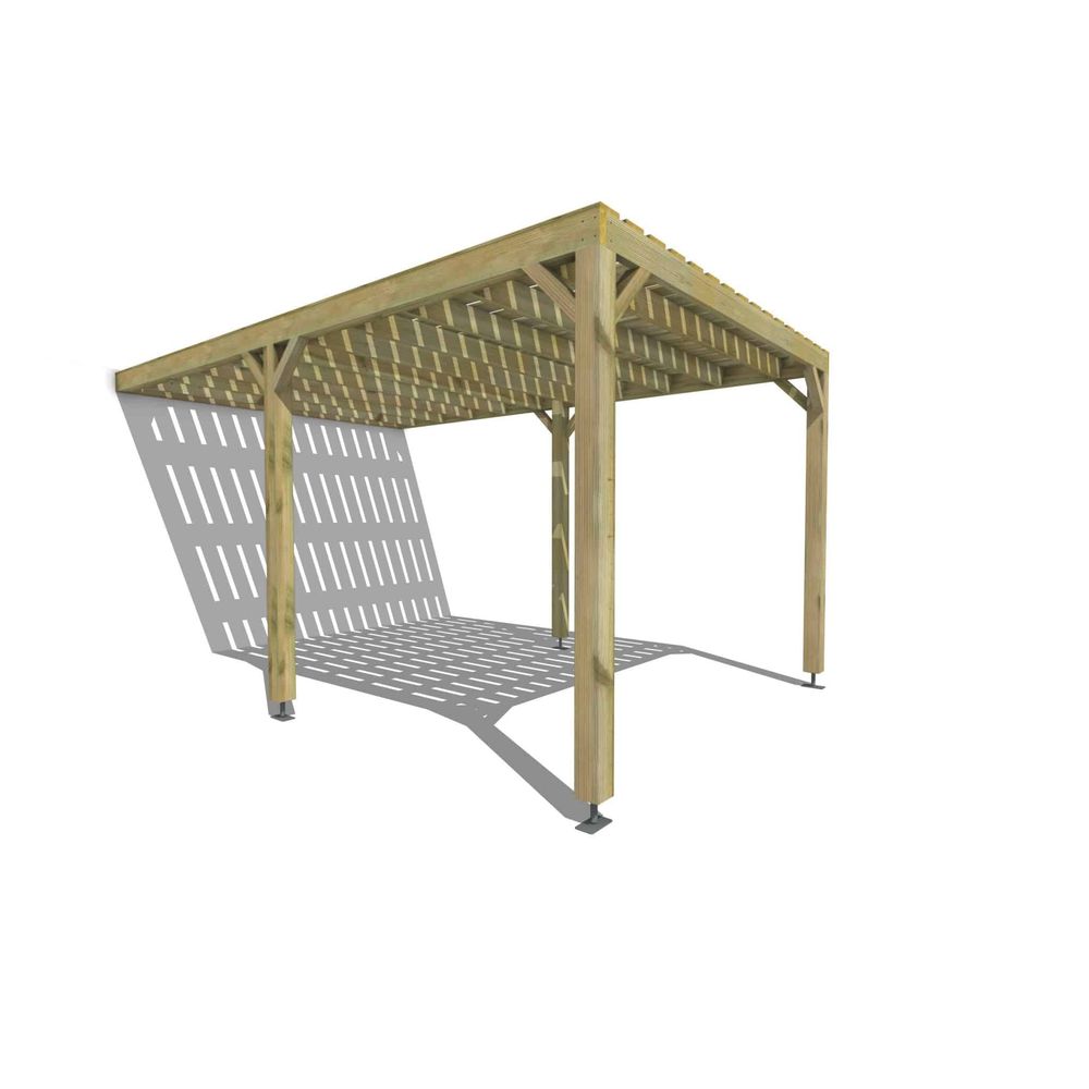 Pergola bois • 3m x 5m • adossée • sens largeur • platelage bois • livraison comprise