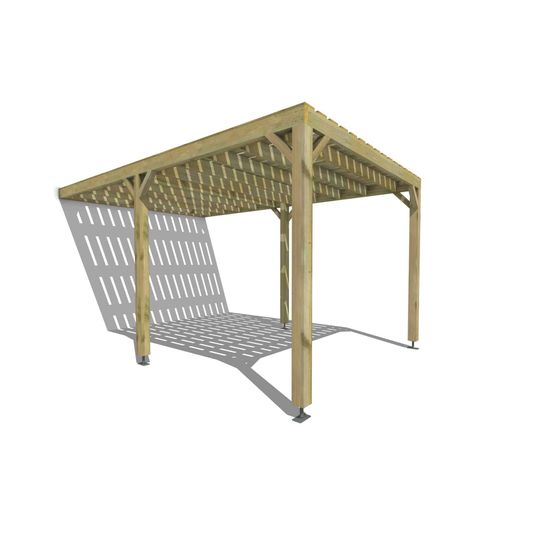 Pergola bois • 3m x 5m • adossée • sens largeur • platelage bois • livraison comprise