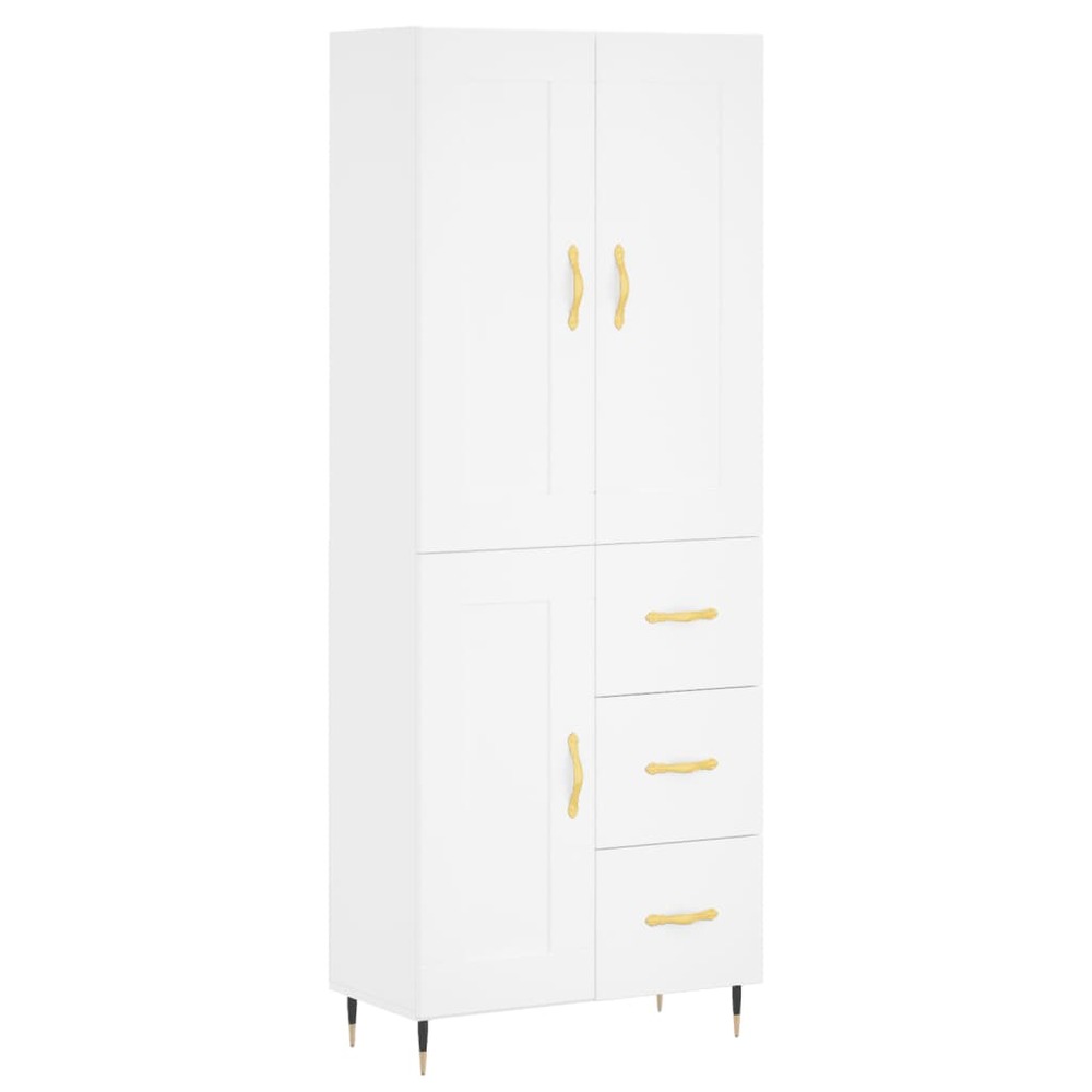 Buffet bahut commode armoire meuble de rangement organisateur cuisine salle de séjour salon haut 69,5 x 34 x 180 cm bois d'in