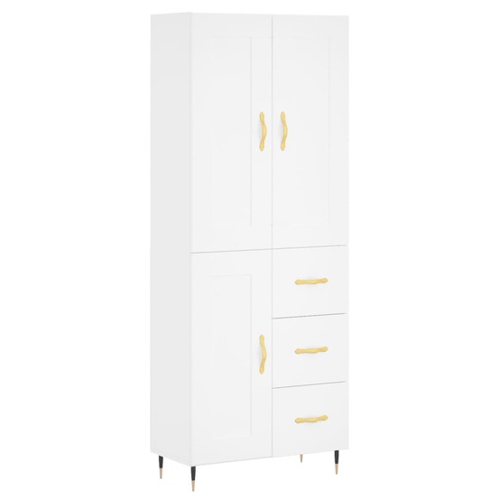 Buffet bahut commode armoire meuble de rangement organisateur cuisine salle de séjour salon haut 69,5 x 34 x 180 cm bois d'in
