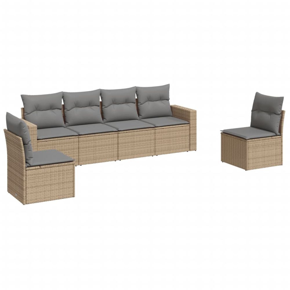 Salon de jardin avec coussins 6 pcs beige résine tressée