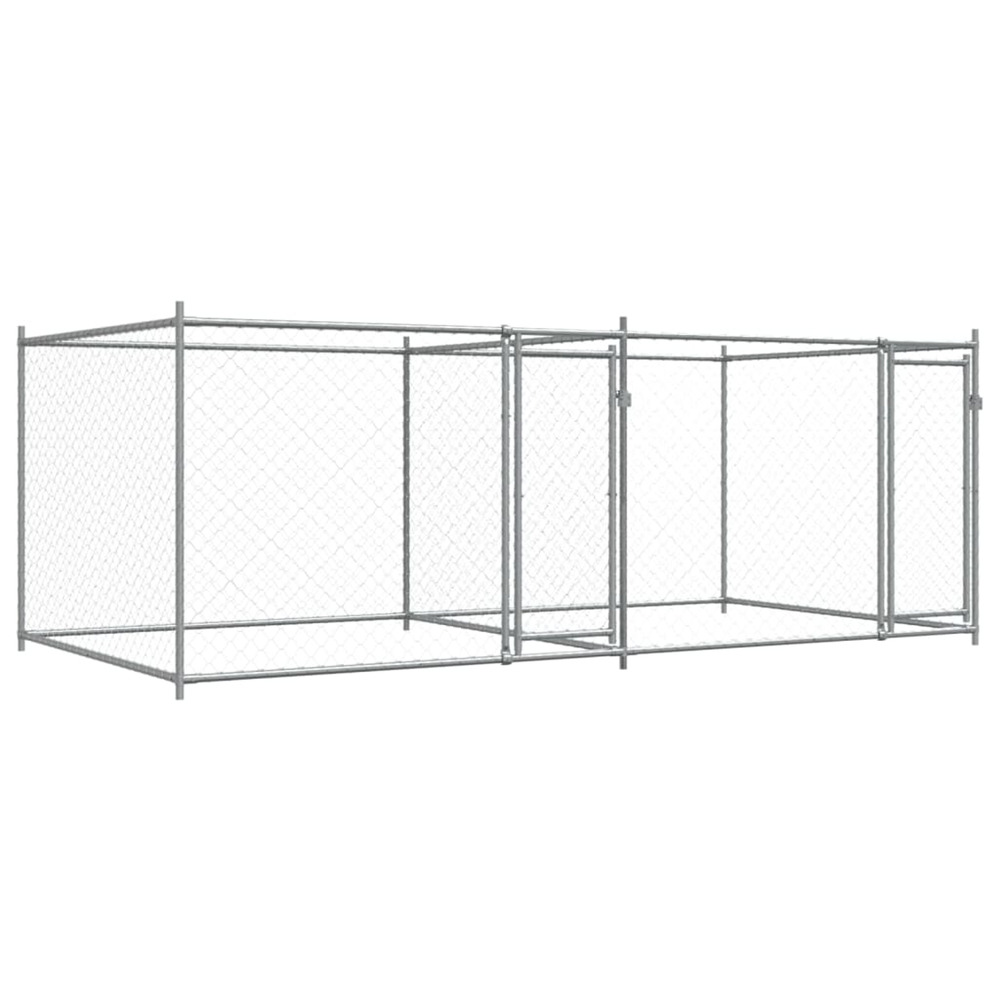 Cage pour chien avec portes gris 4x2x1,5 m acier galvanisé