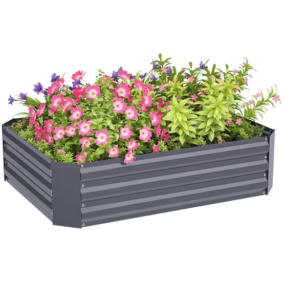 Carré potager surélevé acier jardin extérieur fond ouvert 120x90x30cm gris foncé