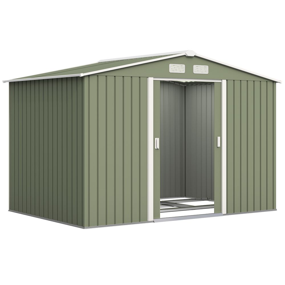 Abri de jardin acier laqué extérieur stockage outils 277x195cm vert clair - comfortxl outdoor living