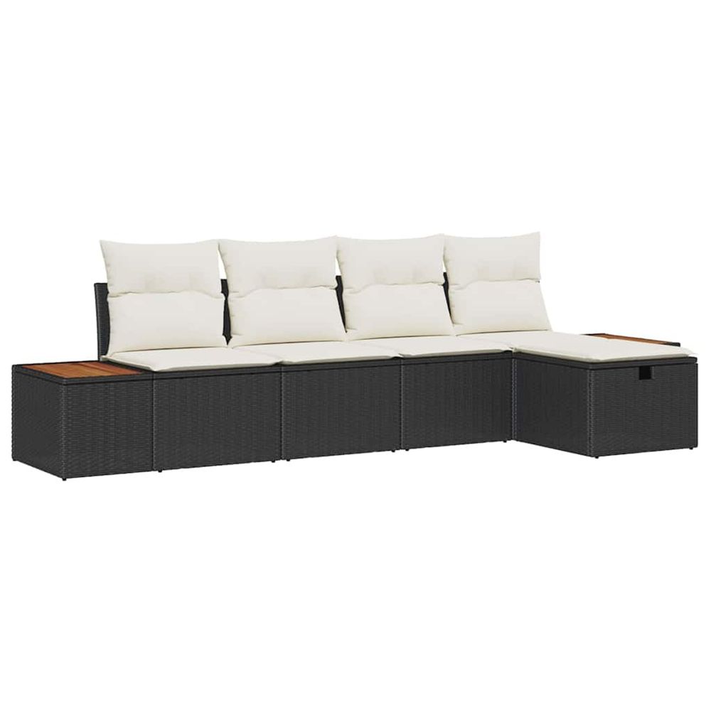 Ensemble de canapé de jardin 5 pc noir polyrotin