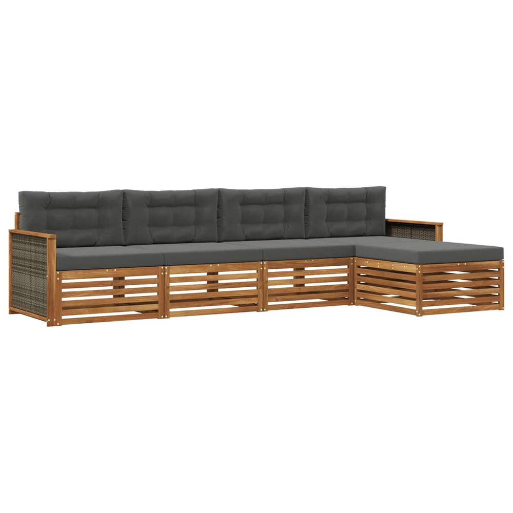Ensemble de canapés d'extérieur 5 pcs naturel et anthracite