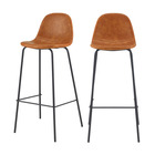 Henrik - chaise de bar 75 cm en cuir synthétique (lot de 2)