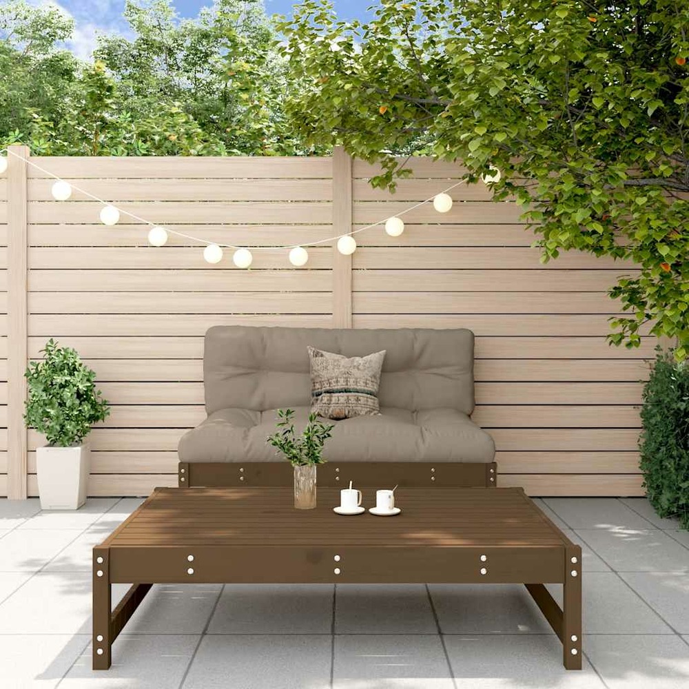 Salon de jardin 2 pcs avec coussins marron miel bois massif
