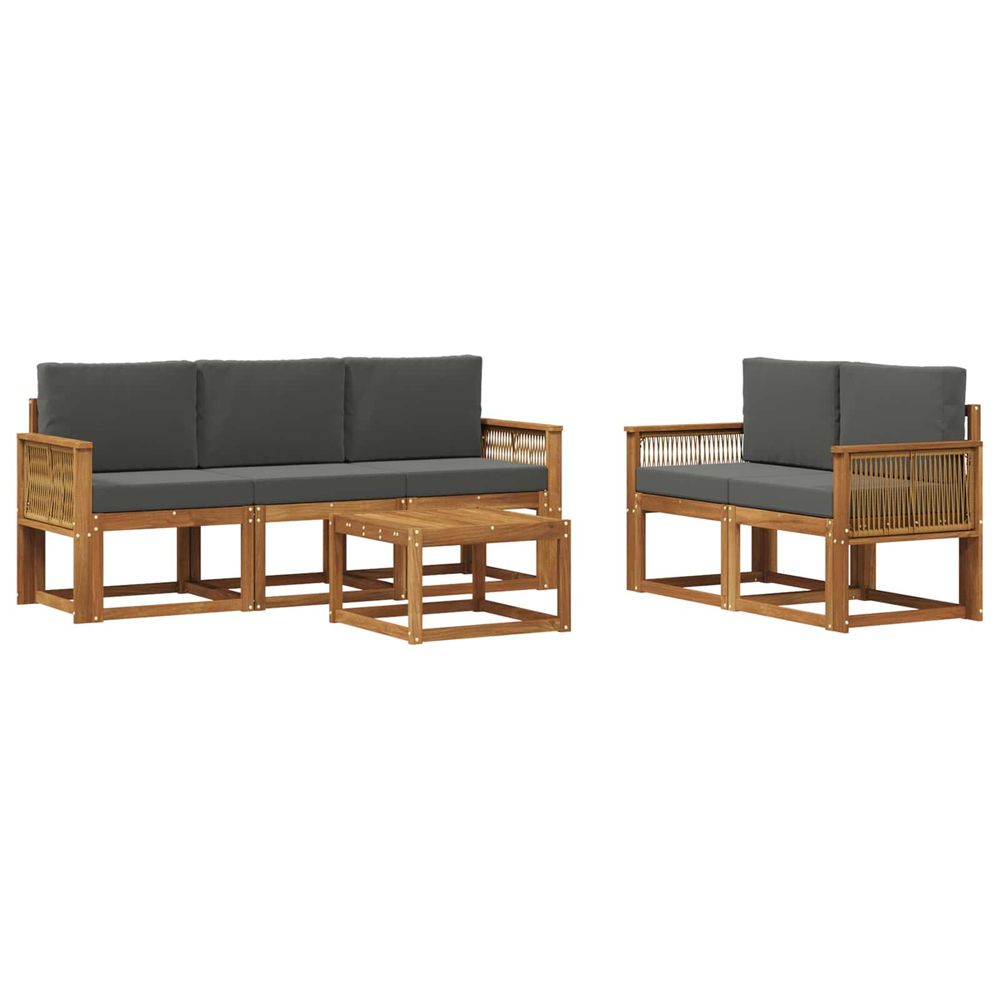 Ensemble de canapés d'extérieur 6 pc naturel et anthracite
