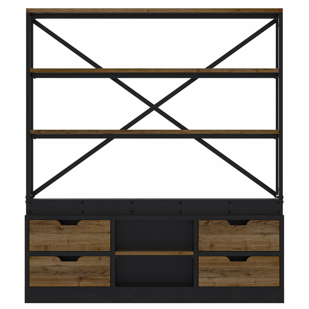 Goa-bibliothèque 160 cm en bois et métal