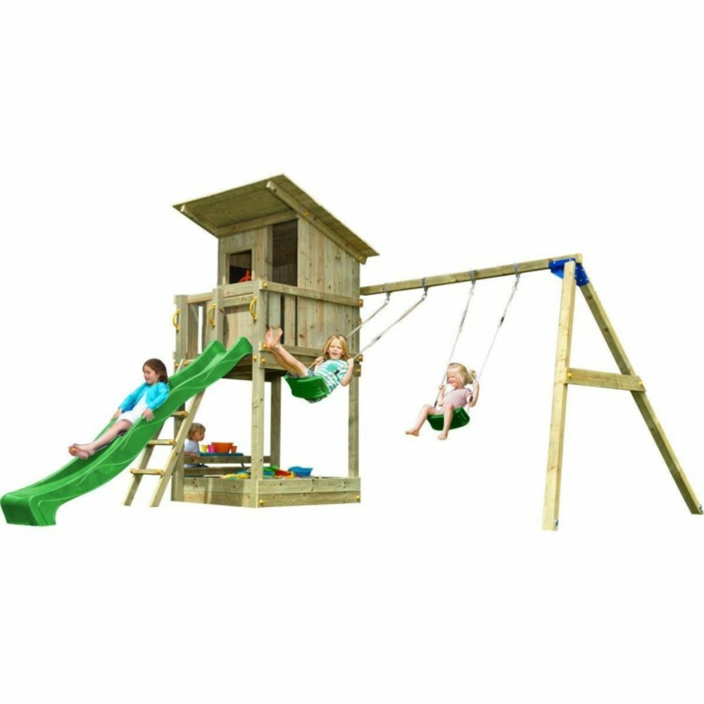 Aire de jeux masgames beach hut xl avec balançoire balançoire double