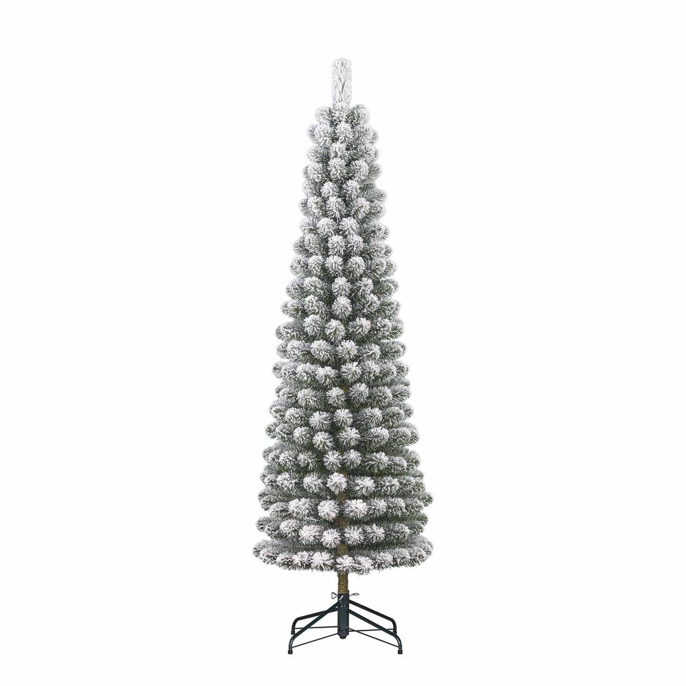 Black box arbre de noël artificiel charlton - 58x58x230 cm - pvc - neige, vert