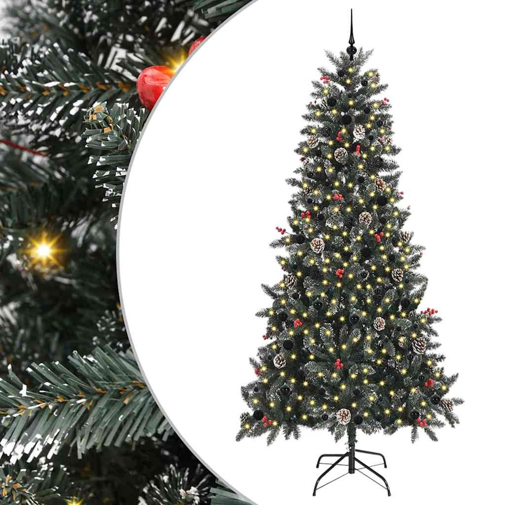 Sapin de noël artificiel vert 240 cm pvc, plastique et acier