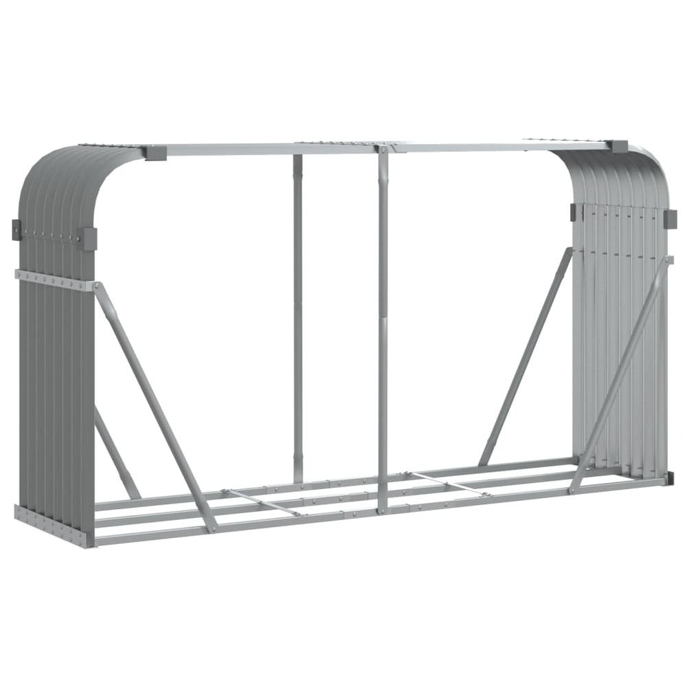 Porte-bûches gris clair 180x45x100 cm acier galvanisé