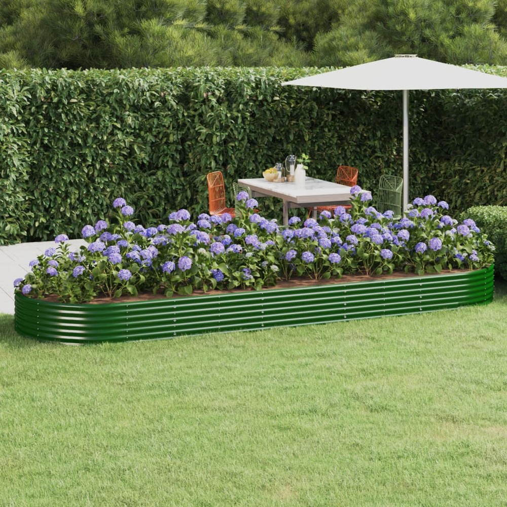 Lit surélevé de jardin acier galvanisé 450x140x36cm vert