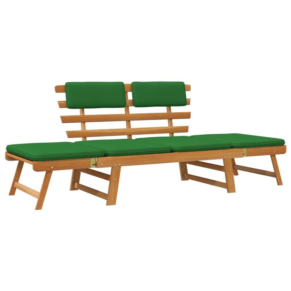 Banc de jardin meuble de patio d'extérieur 2-en-1 terrasse avec coussins 190 x 68 x 74 cm bois solide d'acacia