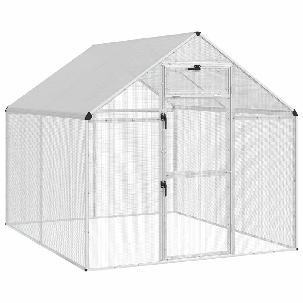 Cage pour oiseaux argenté 181,5 x 221 x 173,5 cm