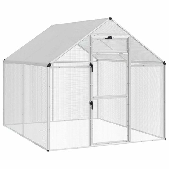 Cage pour oiseaux argenté 181,5 x 221 x 173,5 cm