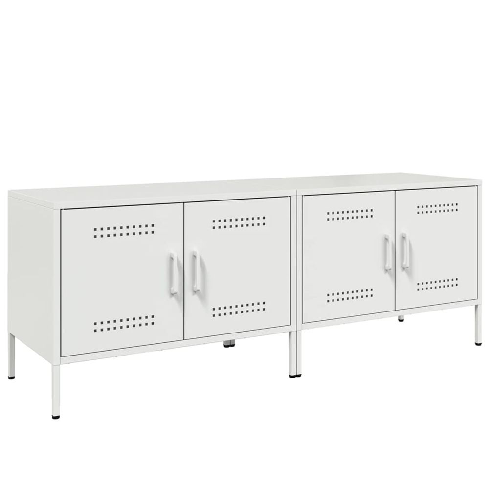 Meubles tv 2 pcs blanc 68x39x50,5 cm acier