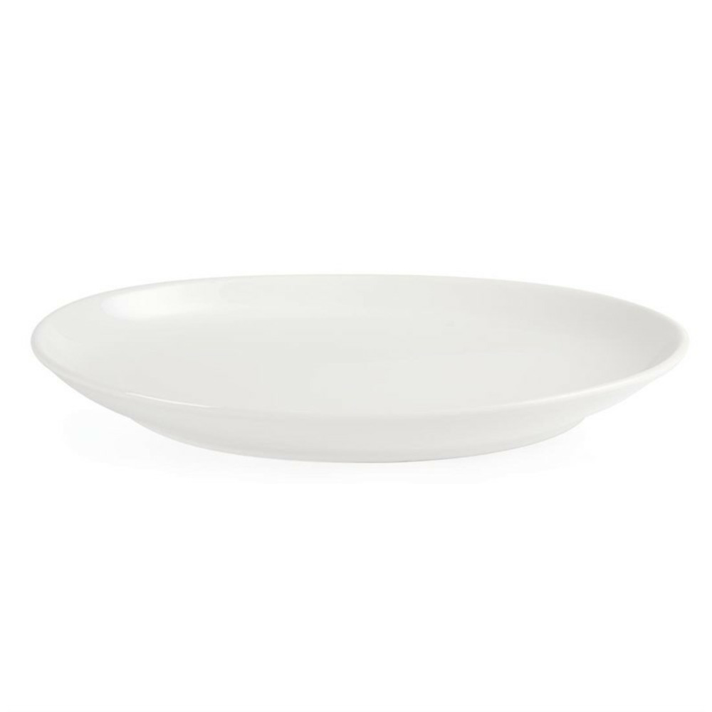 Assiettes creuses ovales en porcelaine blanche 365 x 235 mm - lot de 2 - olympia