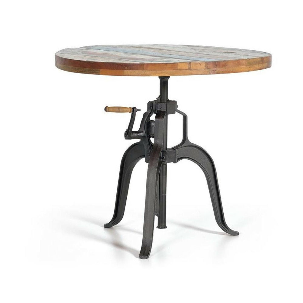 Table à manger bois-métal marron - décoration d'autrefois