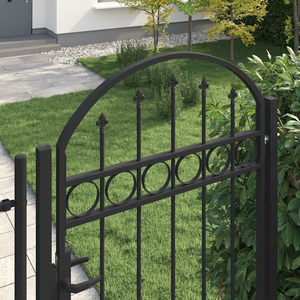 Portail de jardin avec dessus arqué acier 100x250 cm noir