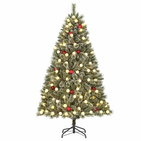 Black box trees kaprun sapin de noël artificiel avec éclairage led et minuterie - décoration noël avec ornements rouges - sapin