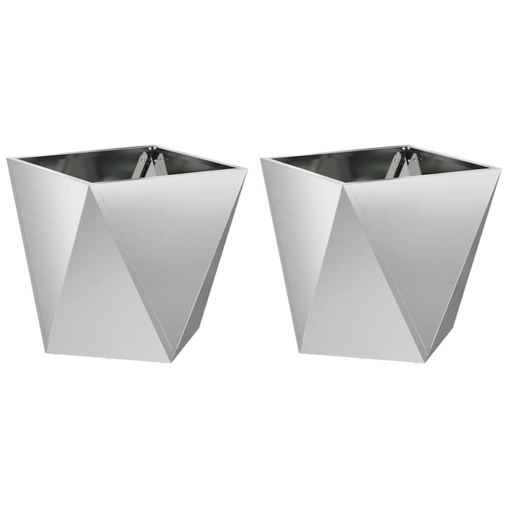 Jardinière 2 pcs argent 50 x 50 x 50 cm acier galvanisé