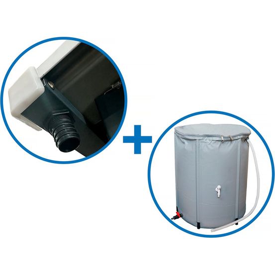 Gouttière 14 à 18 m2 + récupérateur d'eau pour abri de jardin
