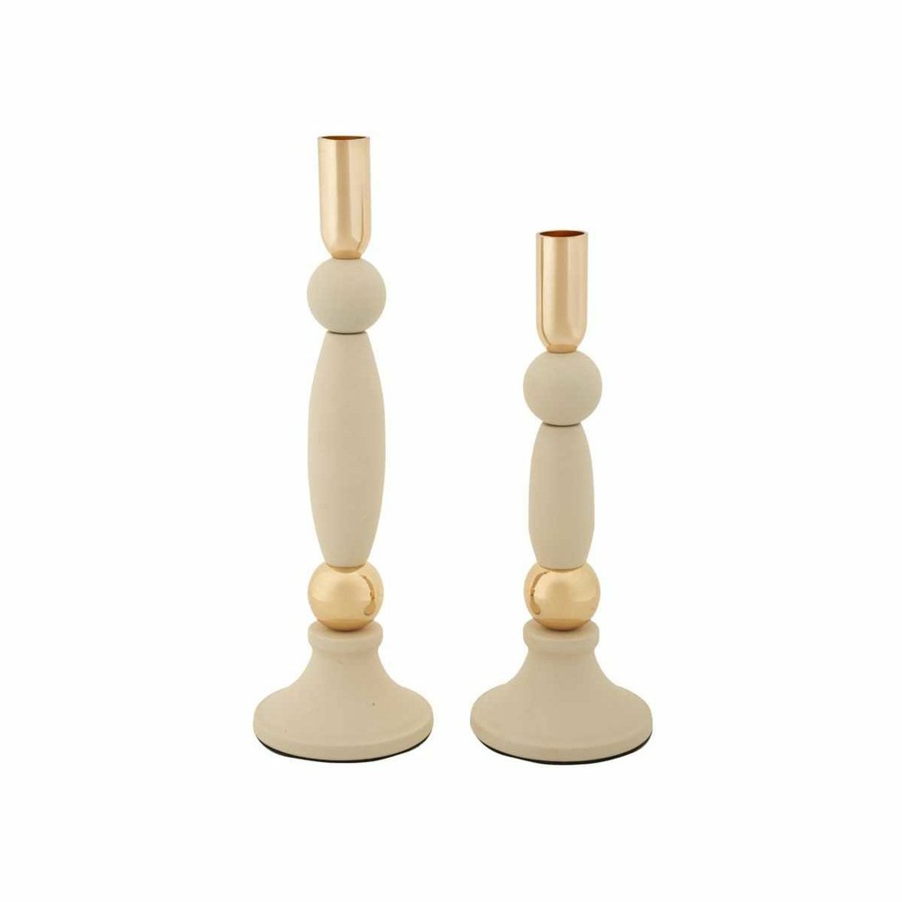 Bougeoir en métal strek (lot de 2) crème et doré