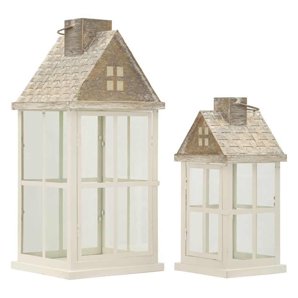 Lot de 2 lanternes en bois 
