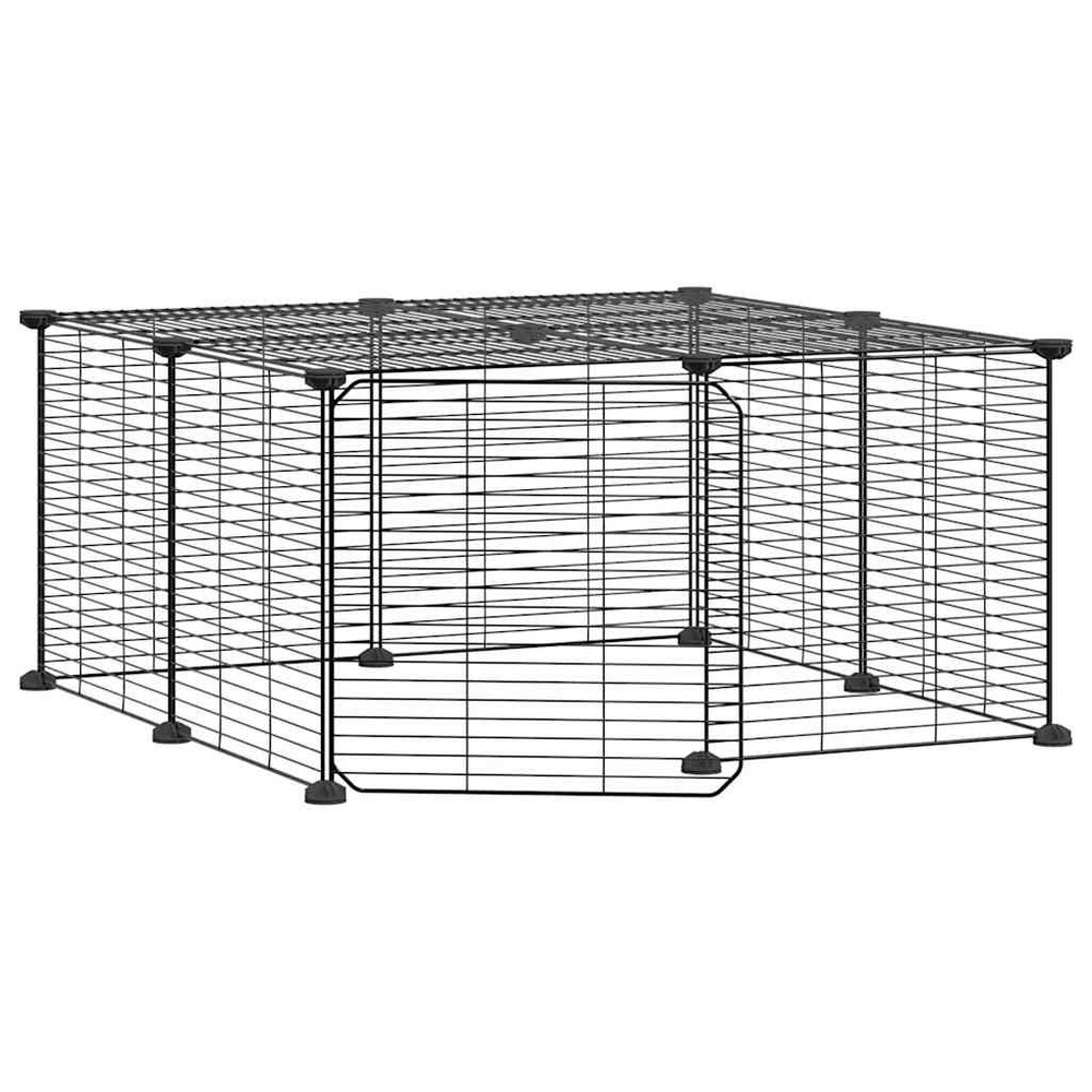Cage animaux de compagnie à 12 panneaux et porte 35 x 35 cm noir