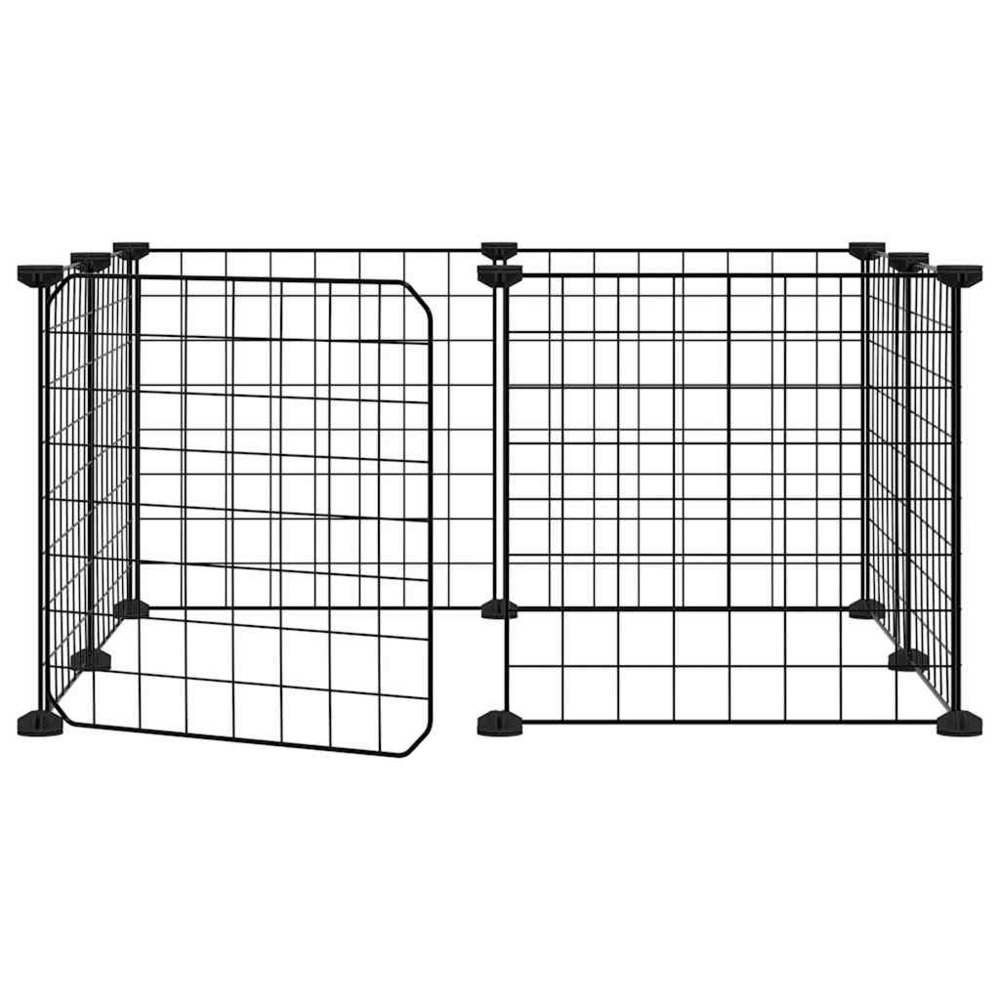 Cage animaux de compagnie à 8 panneaux et porte 35 x 35 cm noir