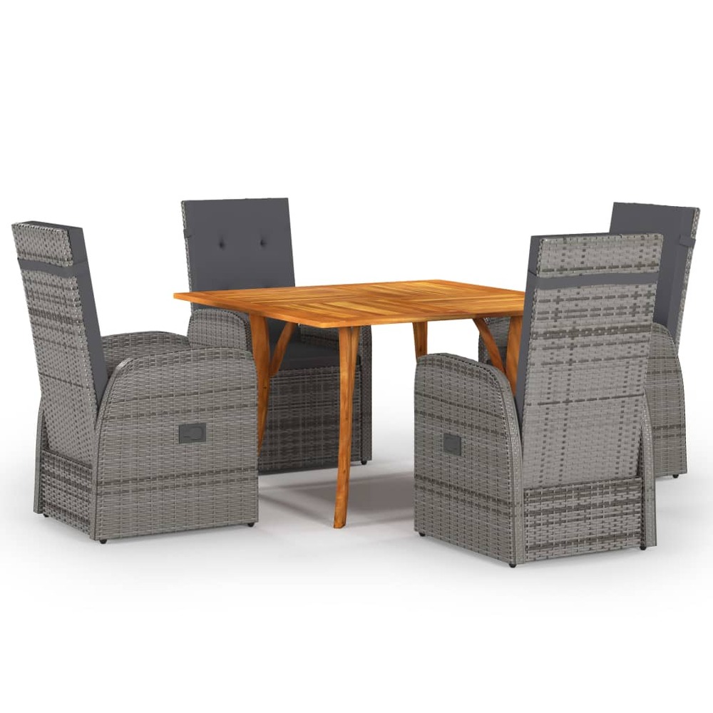 Ensemble de salle à manger de jardin 5 pcs gris