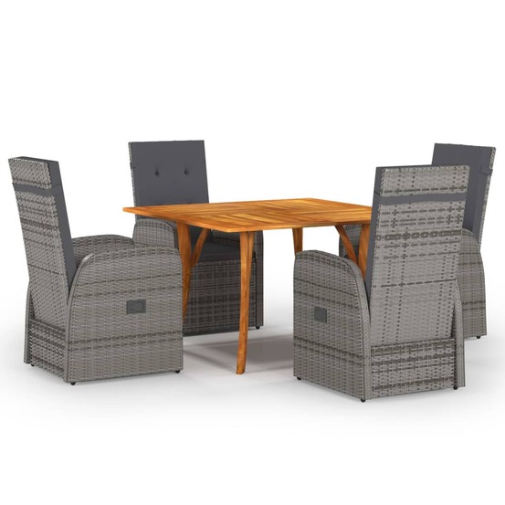 Ensemble de salle à manger de jardin 5 pcs gris