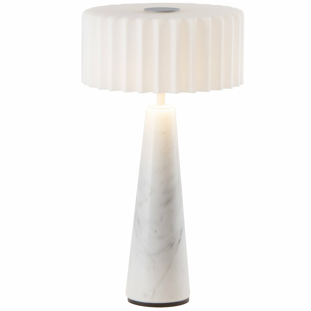 Lampe de table sans fil led blok blanc marbre h30cm
