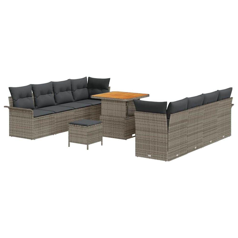 Ensemble de canapé de jardin 11 pc gris polyrotin