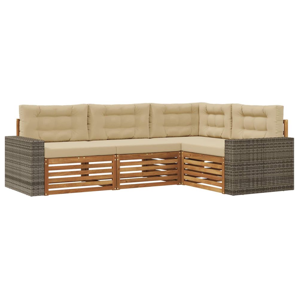 Ensemble de canapés d'extérieur 4 pc naturel et beige polyester